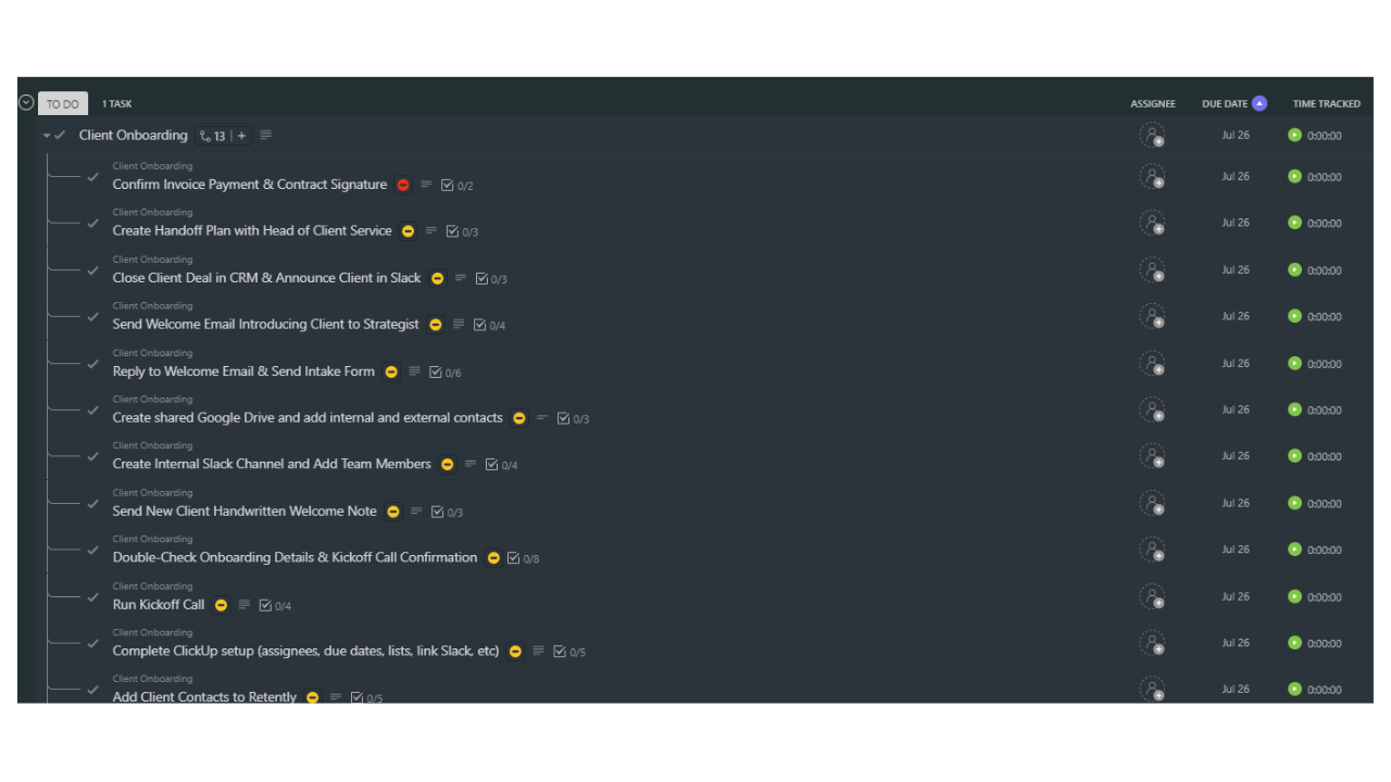 ClickUp Template for Agencies Client Onboarding Free Template